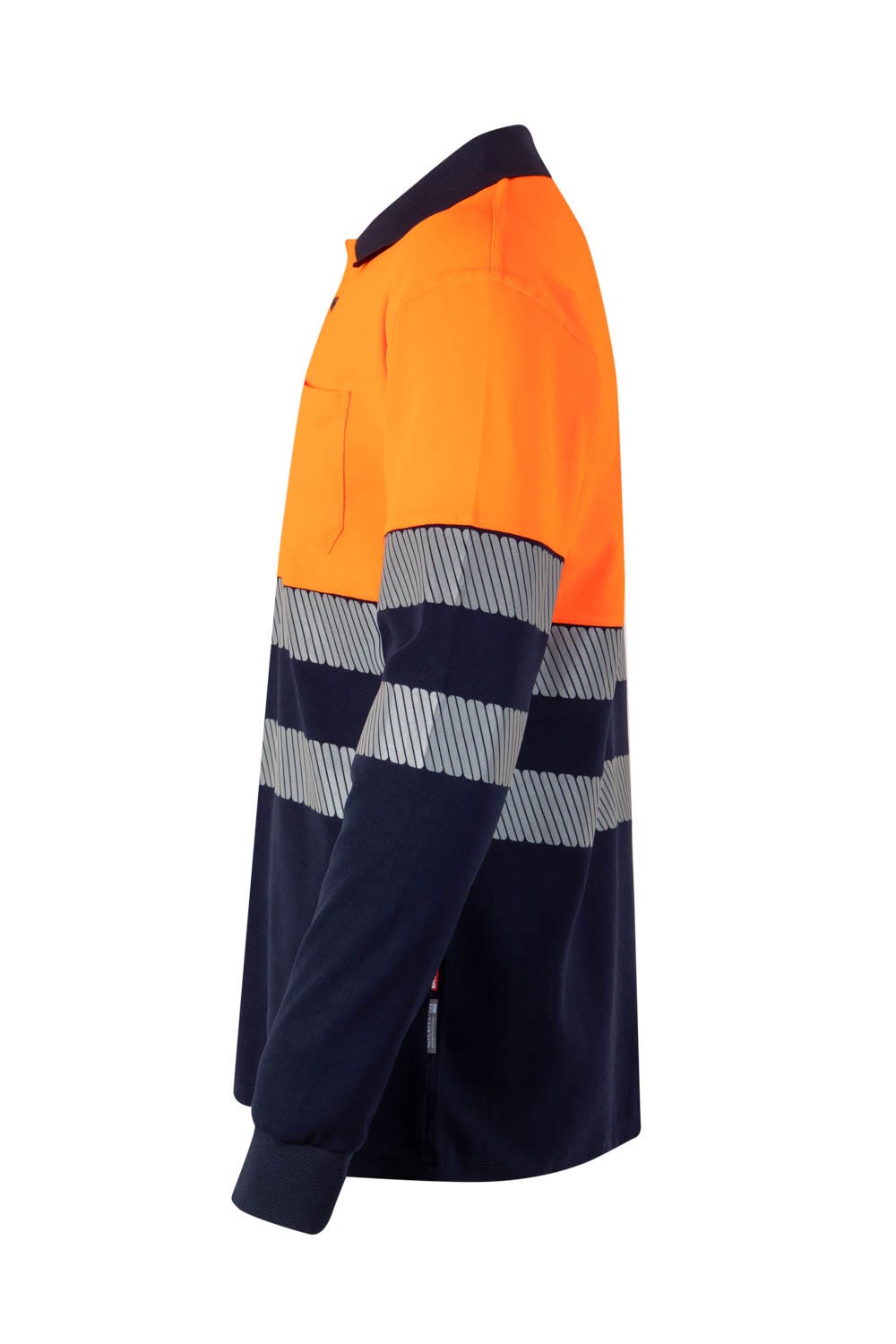 305525.POLO ALGODÓN BICOLOR ML RS AZUL NAVY/NARANJA FLÚOR 2XL