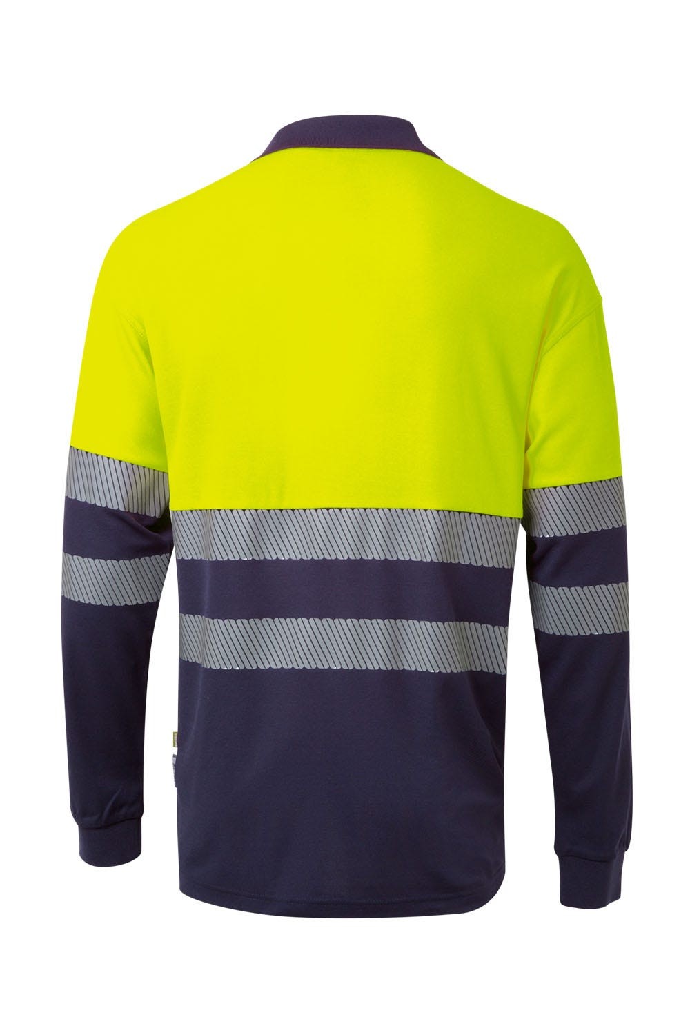 305525.POLO ALGODÓN BICOLOR ML RS AZUL NAVY/AMARILLO FLÚOR 2XL