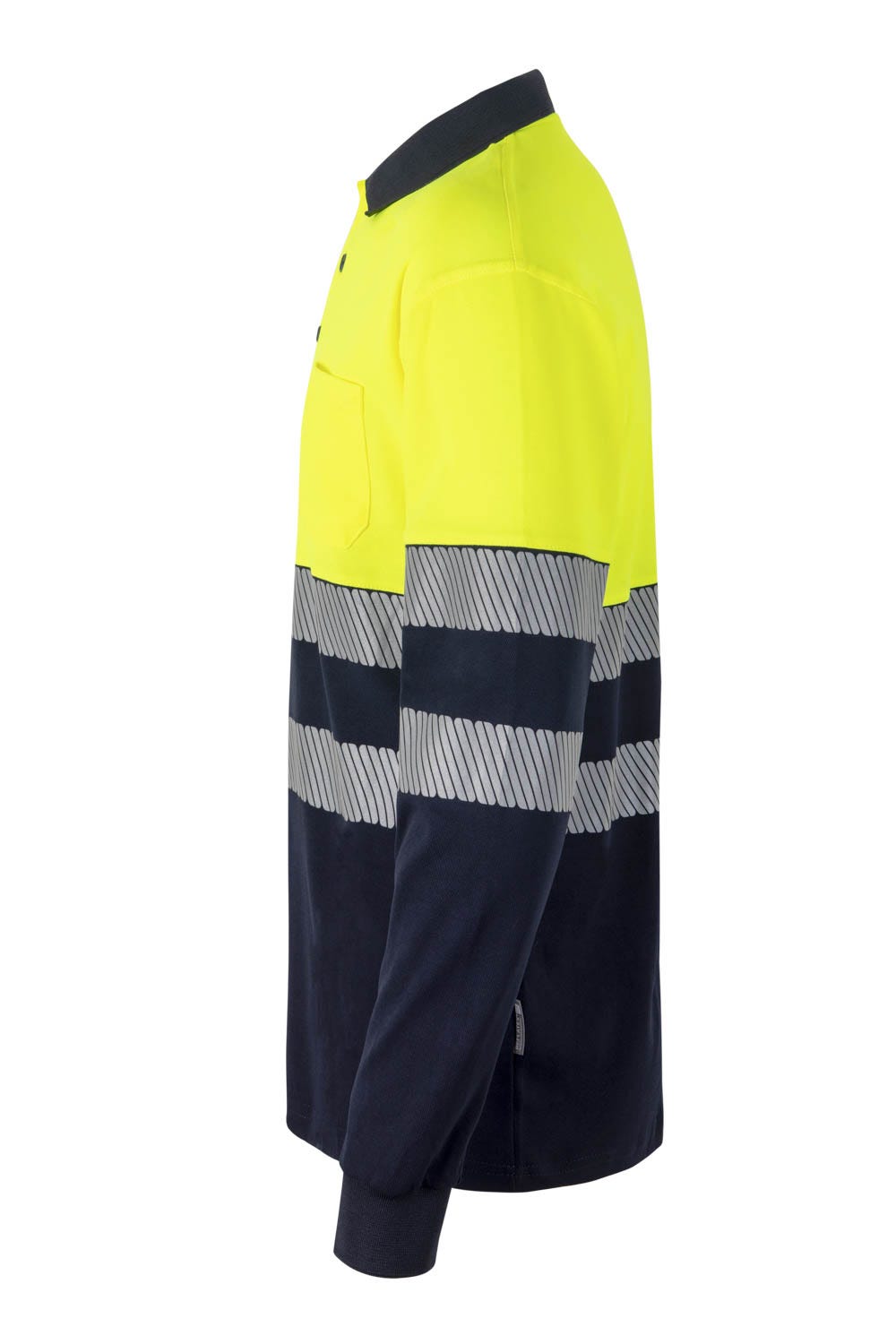 305525.POLO ALGODÓN BICOLOR ML RS AZUL NAVY/AMARILLO FLÚOR 2XL