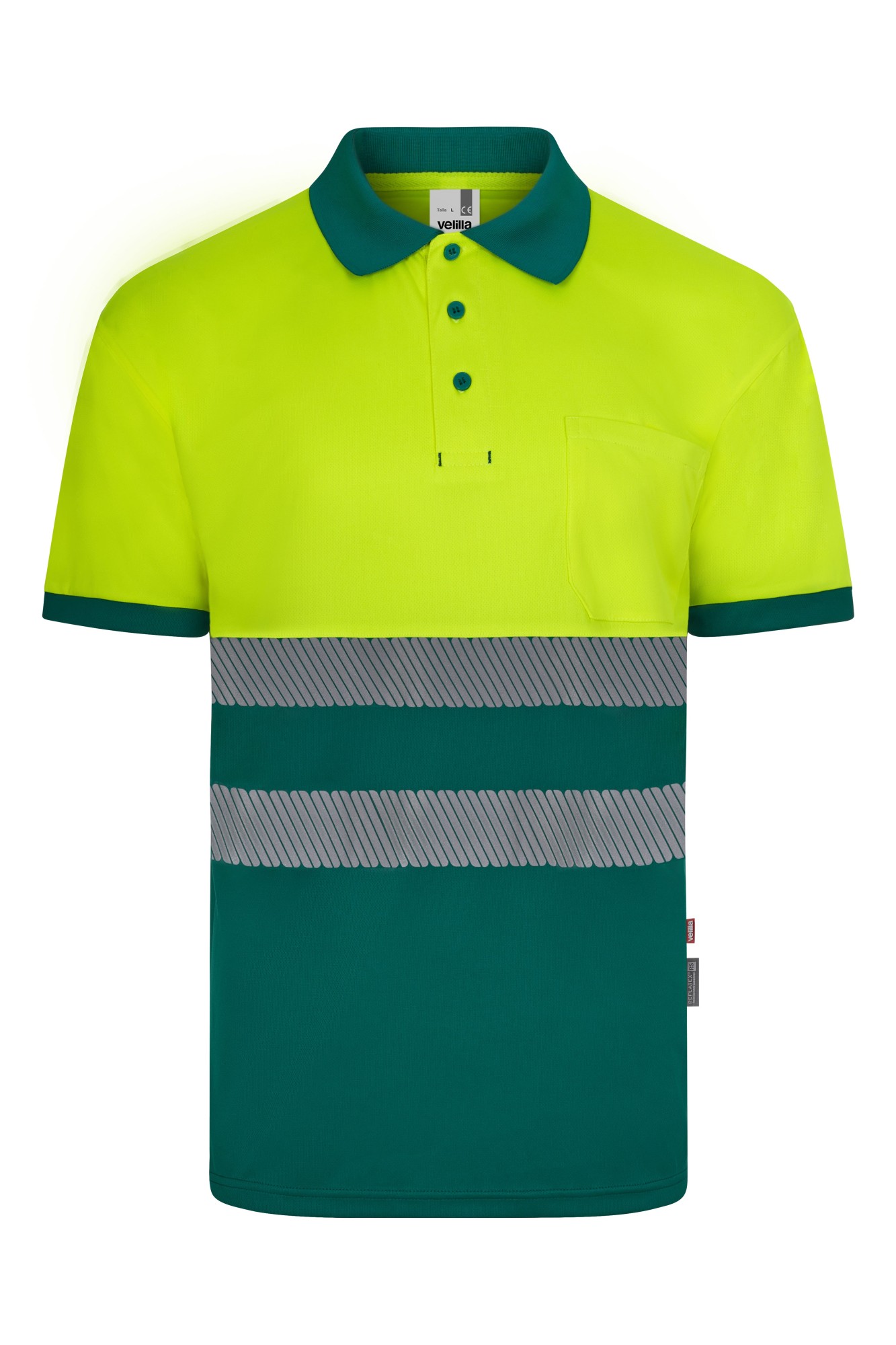 305533.POLO GRS BICOLOR MC RS VERDE/AMARILLO FLÚOR S