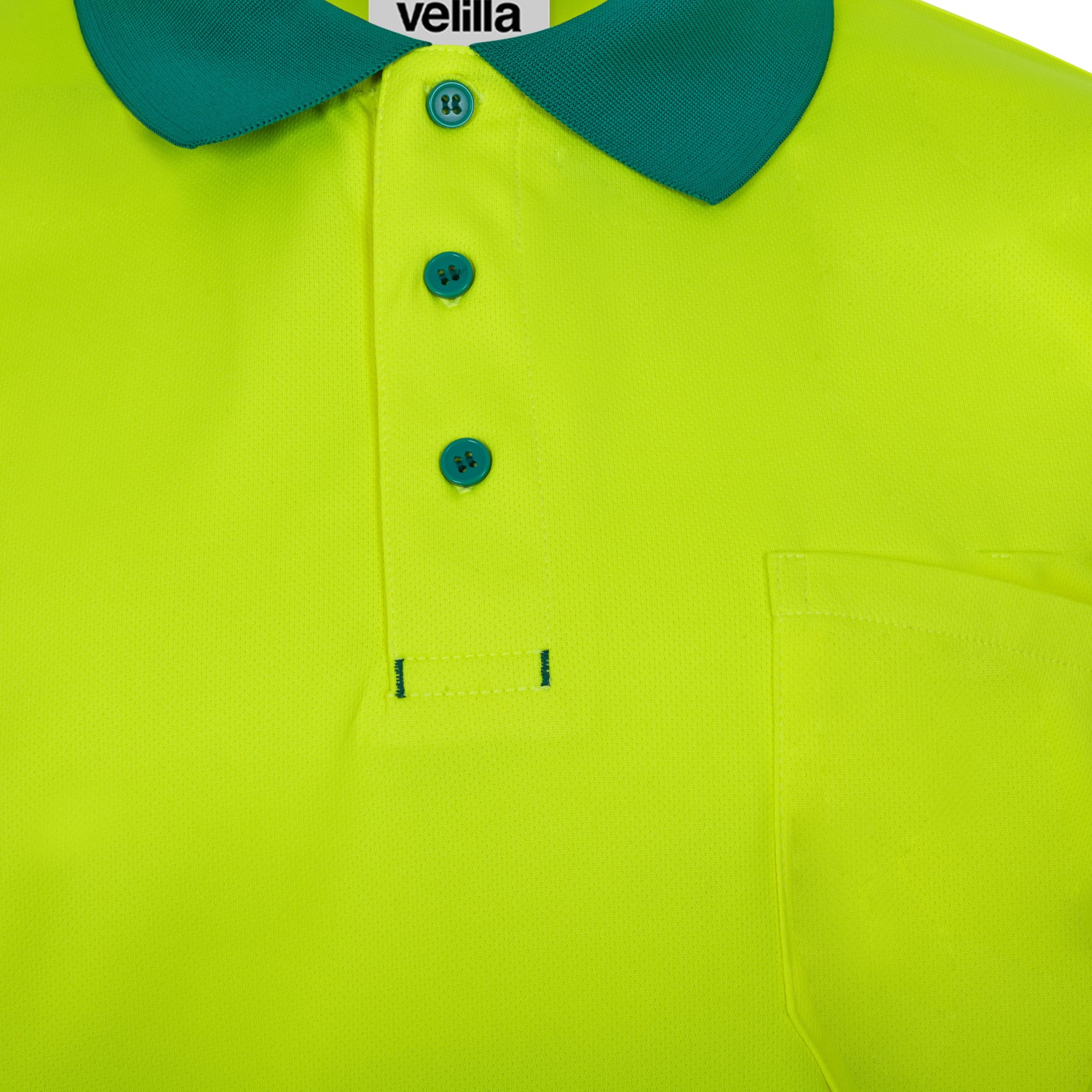 305533.POLO GRS BICOLOR MC RS VERDE/AMARILLO FLÚOR S