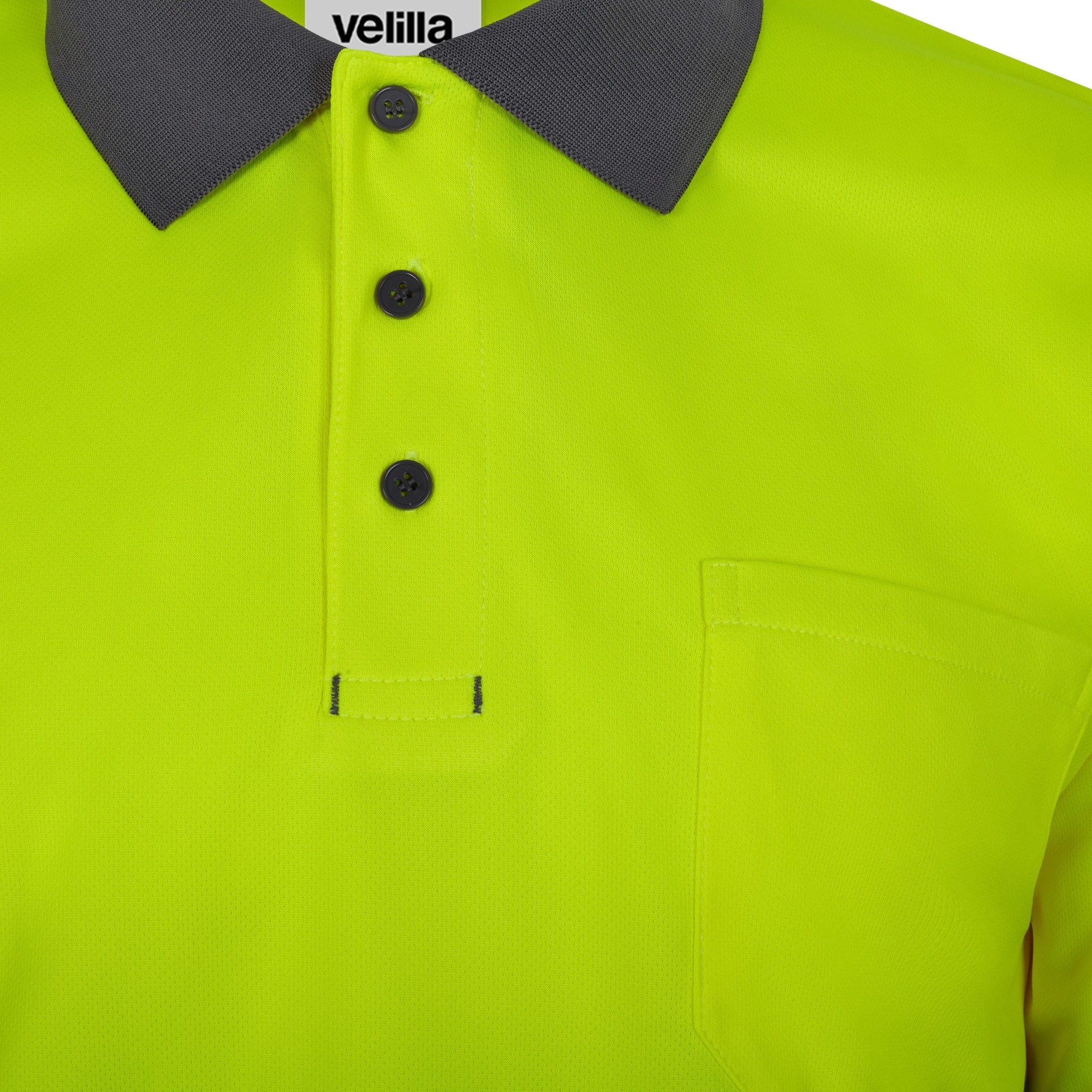 305533.POLO GRS BICOLOR MC RS GRIS/AMARILLO FLÚOR S