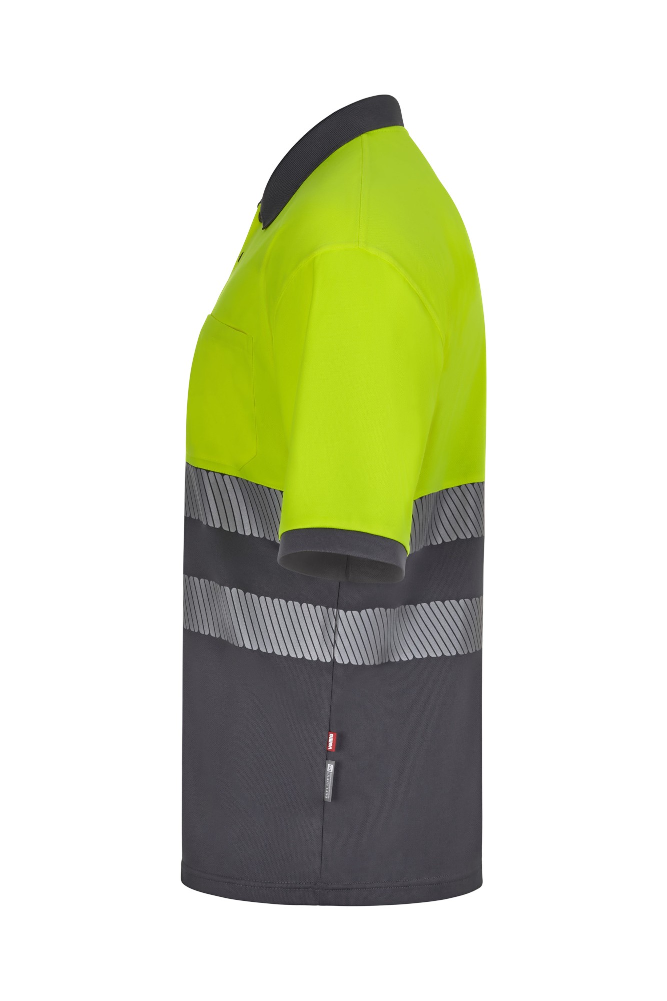 305533.POLO GRS BICOLOR MC RS GRIS/AMARILLO FLÚOR S