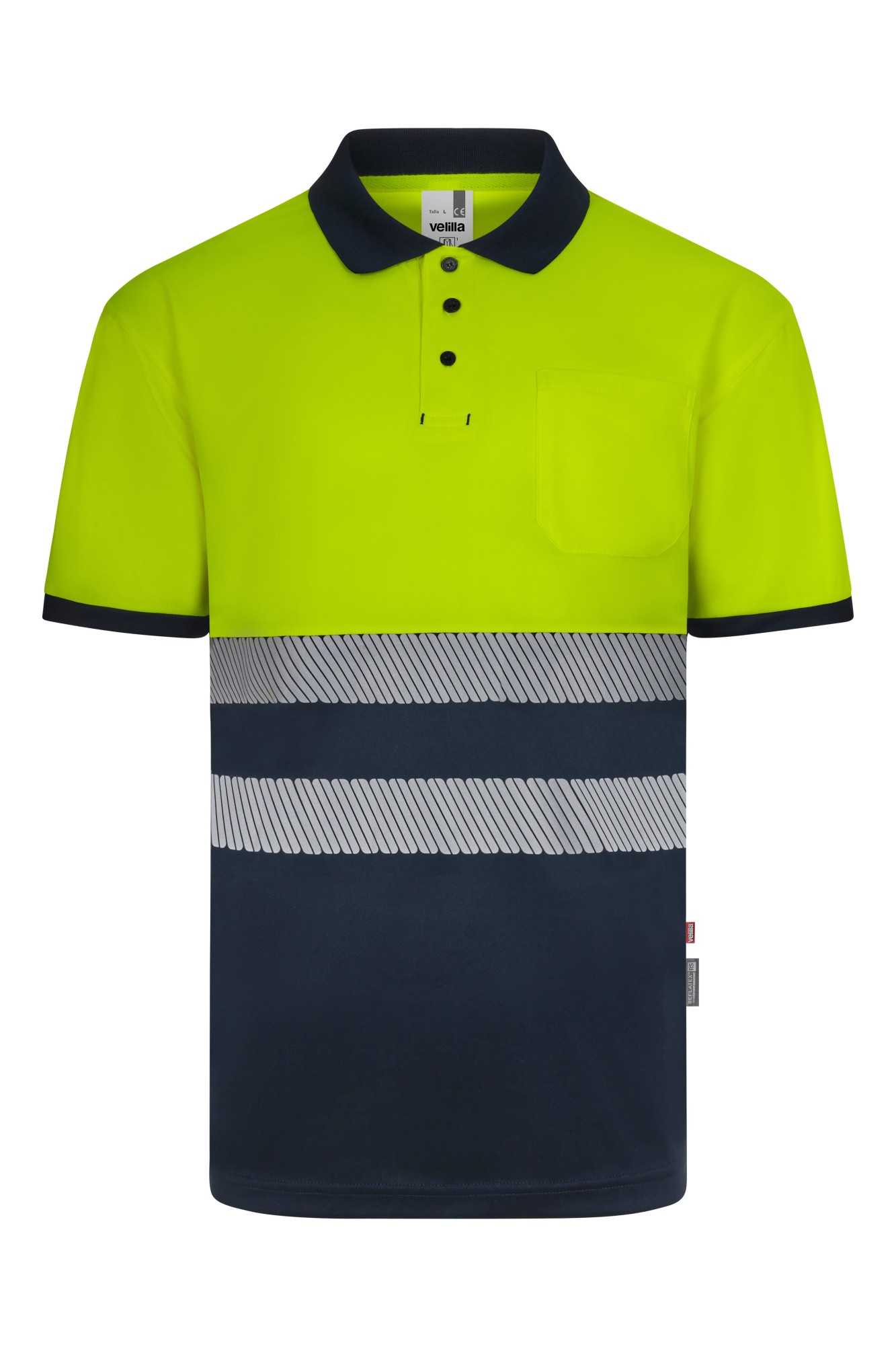 305533.POLO GRS BICOLOR MC RS AZUL NAVY/AMARILLO FLÚOR S