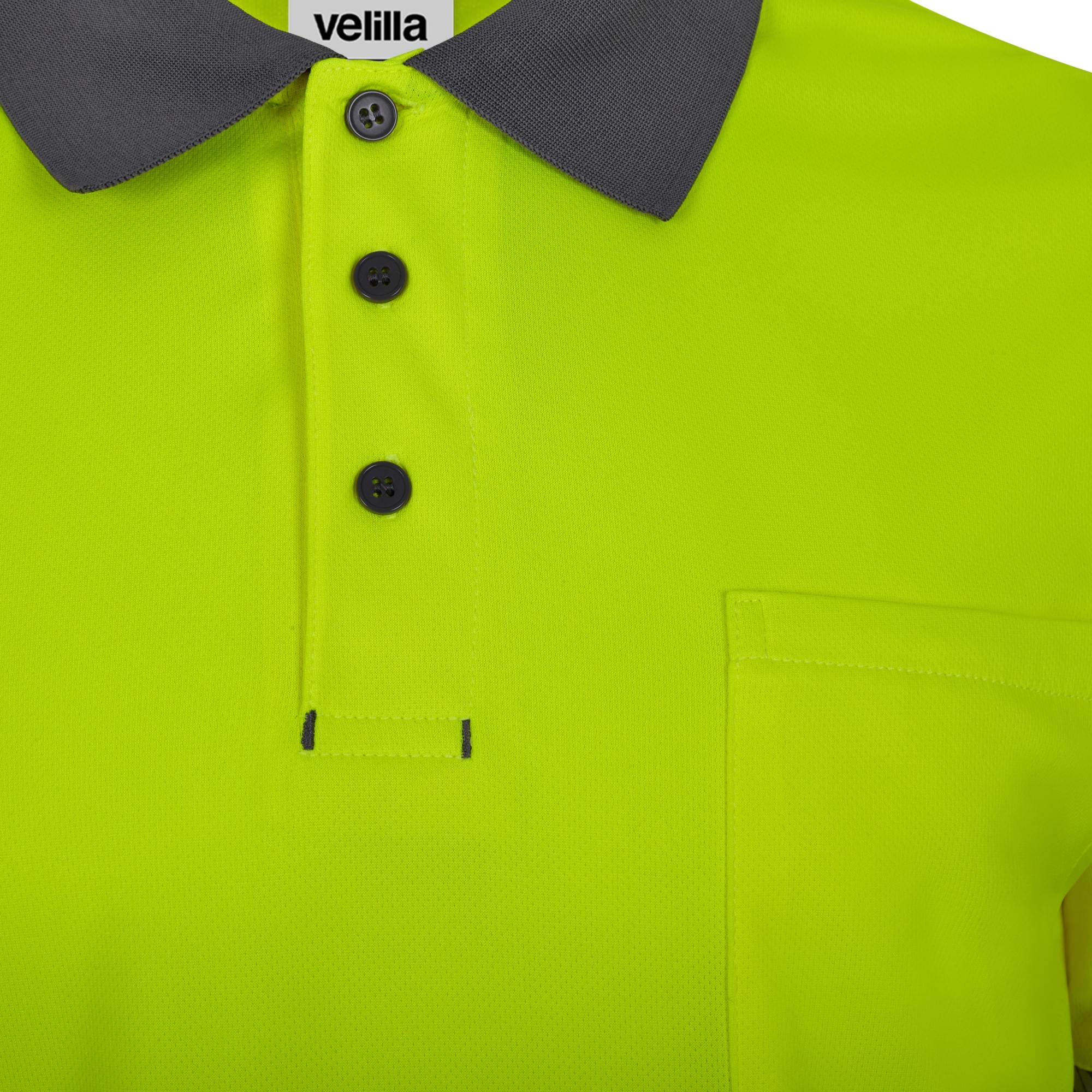 305535.POLO GRS BICOLOR ML RS GRIS/AMARILLO FLÚOR S