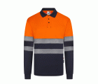 305535.POLO GRS BICOLOR ML RS AZUL NAVY/NARANJA FLÚOR S
