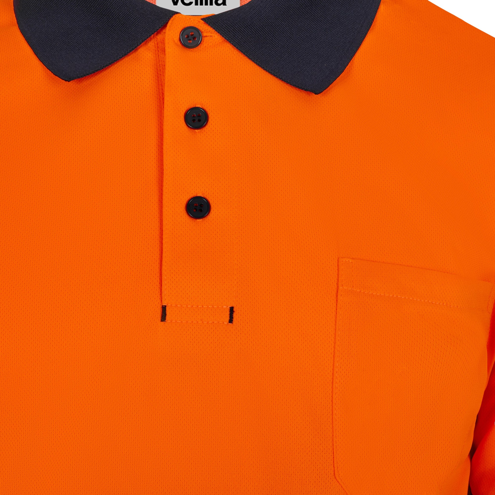 305535.POLO GRS BICOLOR ML RS AZUL NAVY/NARANJA FLÚOR S