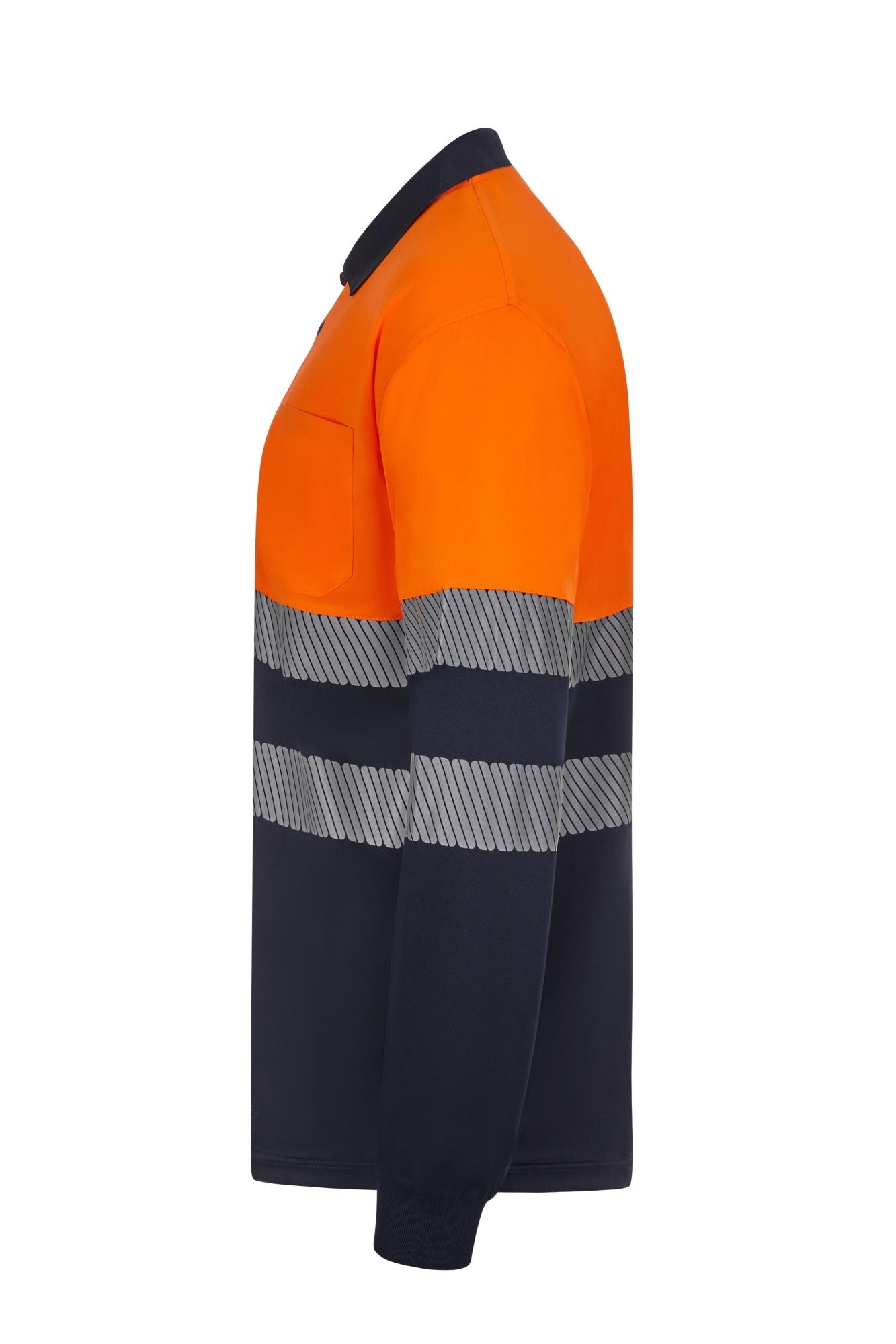 305535.POLO GRS BICOLOR ML RS AZUL NAVY/NARANJA FLÚOR S