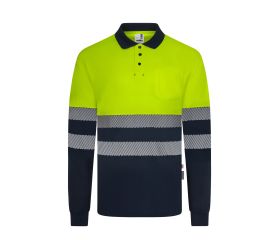 305535.POLO GRS BICOLOR ML RS AZUL NAVY/AMARILLO FLÚOR L
