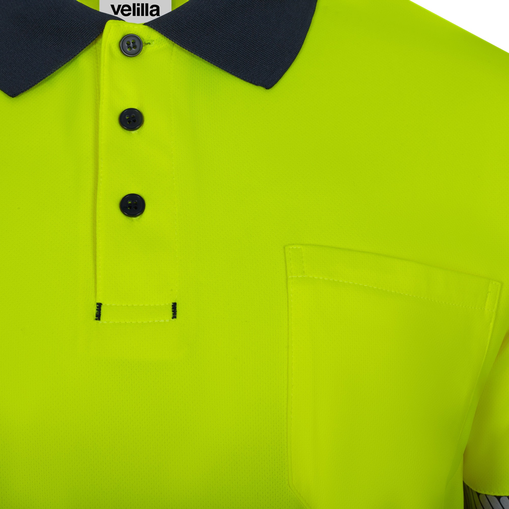 305535.POLO GRS BICOLOR ML RS AZUL NAVY/AMARILLO FLÚOR S