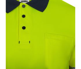 305535.POLO GRS BICOLOR ML RS AZUL NAVY/AMARILLO FLÚOR L