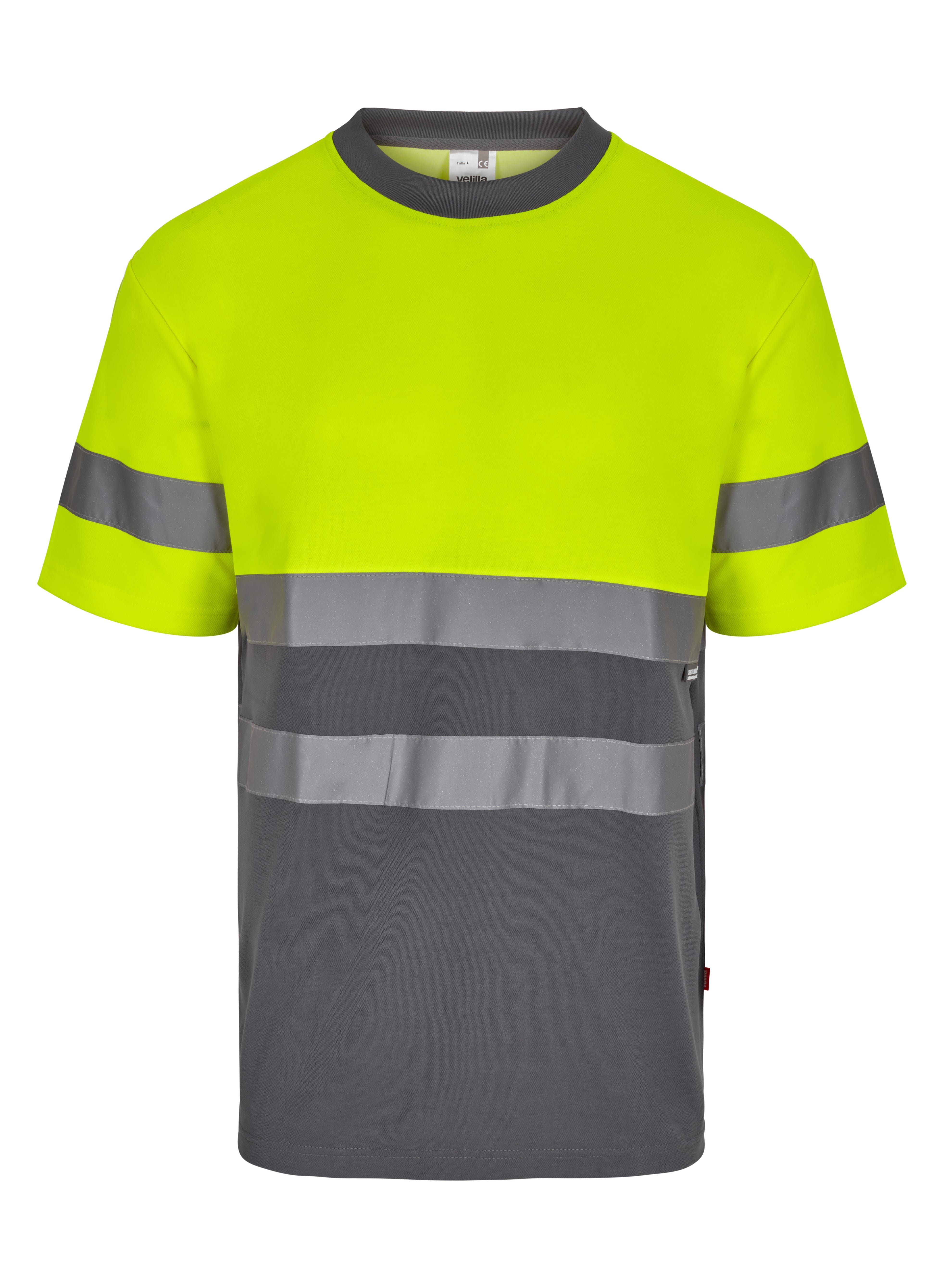 305613.CAMISETA ALGODÓN BICOLOR MC AV GRIS/AMARILLO FLÚOR S