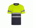 305613.CAMISETA ALGODÓN BICOLOR MC AV AZUL NAVY/AMARILLO FLÚOR S