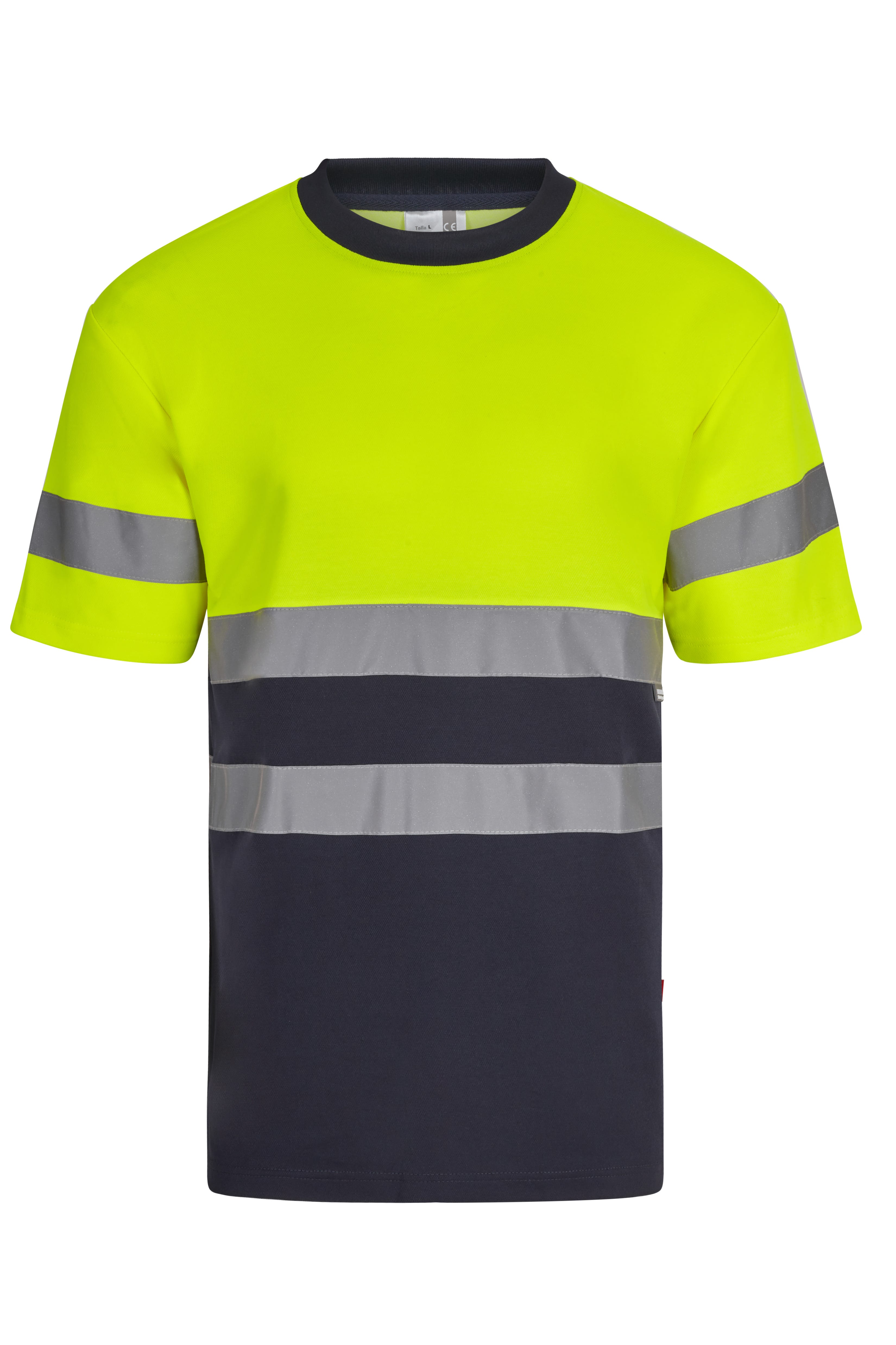 305613.CAMISETA ALGODÓN BICOLOR MC AV AZUL NAVY/AMARILLO FLÚOR S