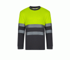 305615.CAMISETA ALGODÓN BICOLOR ML AV GRIS/AMARILLO FLÚOR S