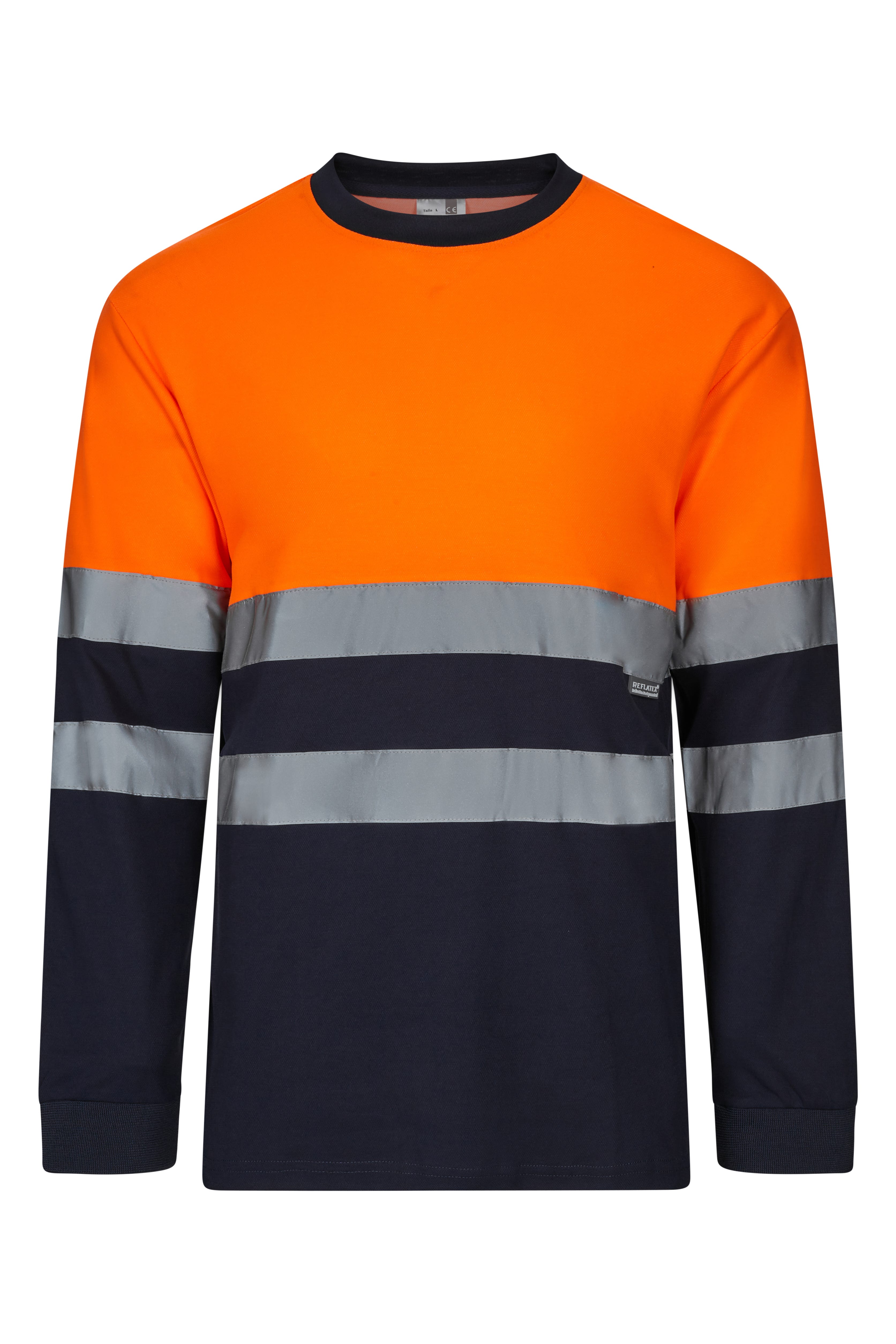 305615.CAMISETA ALGODÓN BICOLOR ML AV AZUL NAVY/NARANJA FLÚOR S