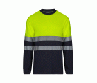 305615.CAMISETA ALGODÓN BICOLOR ML AV AZUL NAVY/AMARILLO FLÚOR S