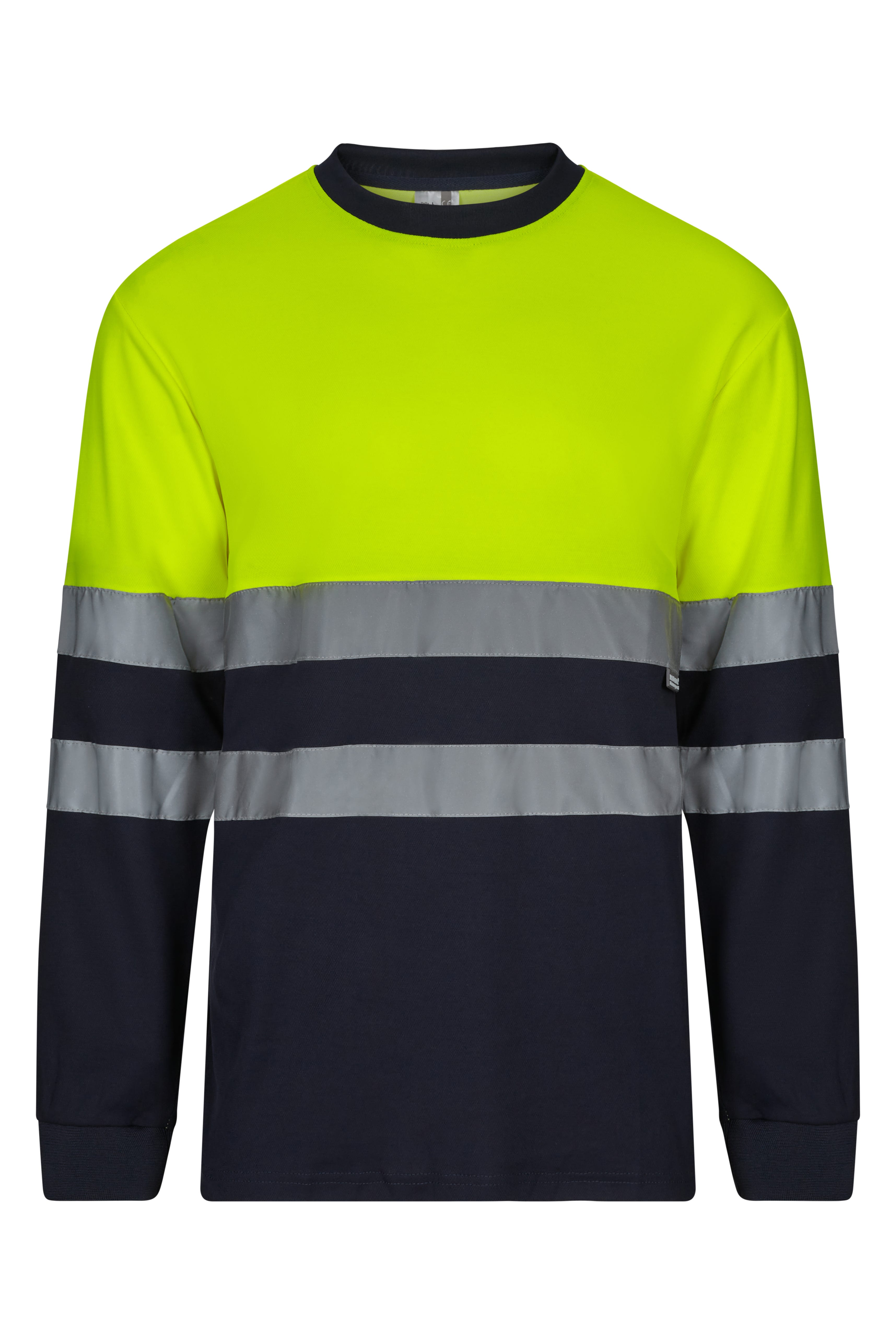 305615.CAMISETA ALGODÓN BICOLOR ML AV AZUL NAVY/AMARILLO FLÚOR S