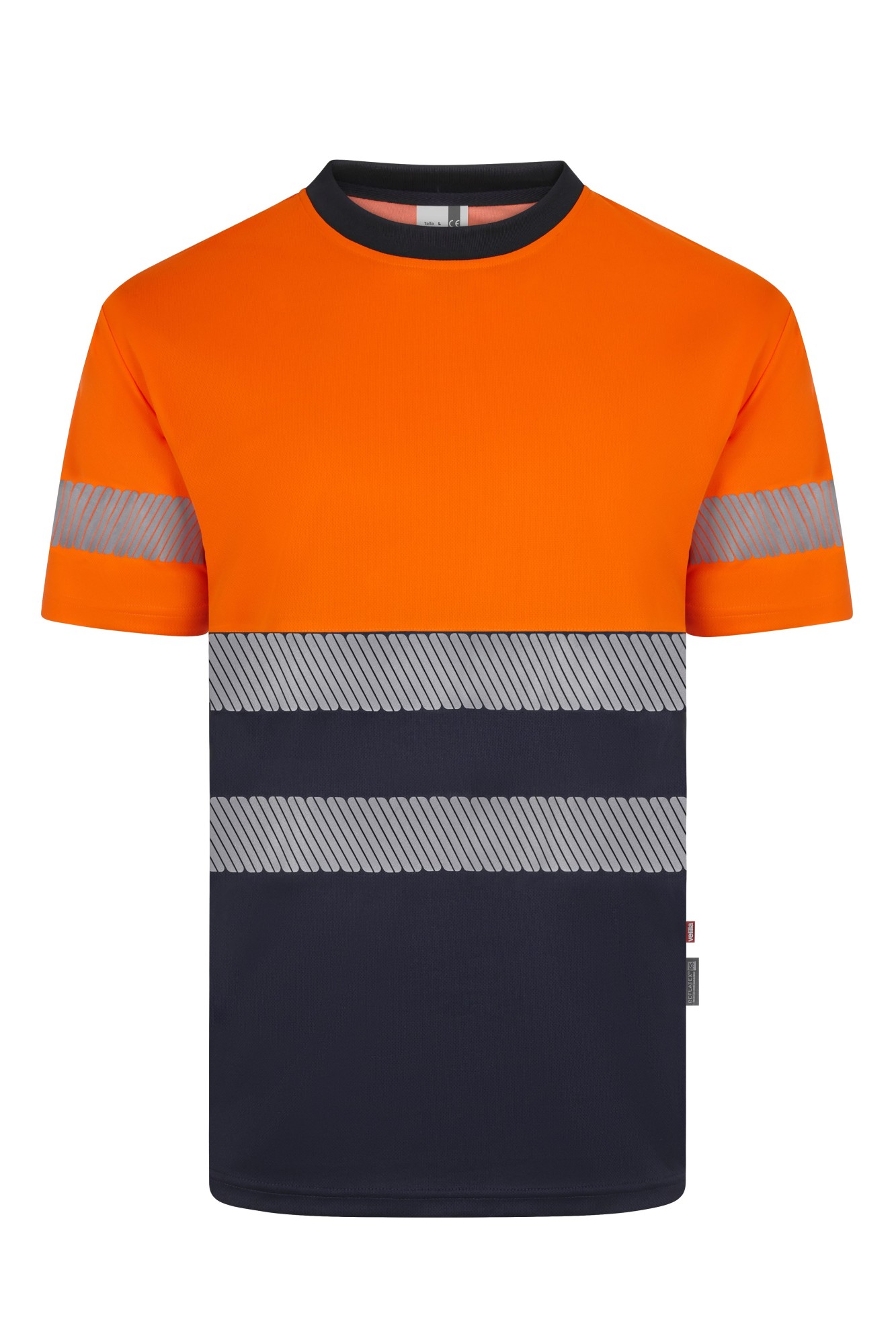 305633.CAMISETA GRS BICOLOR MC RS AZUL NAVY/NARANJA FLÚOR S