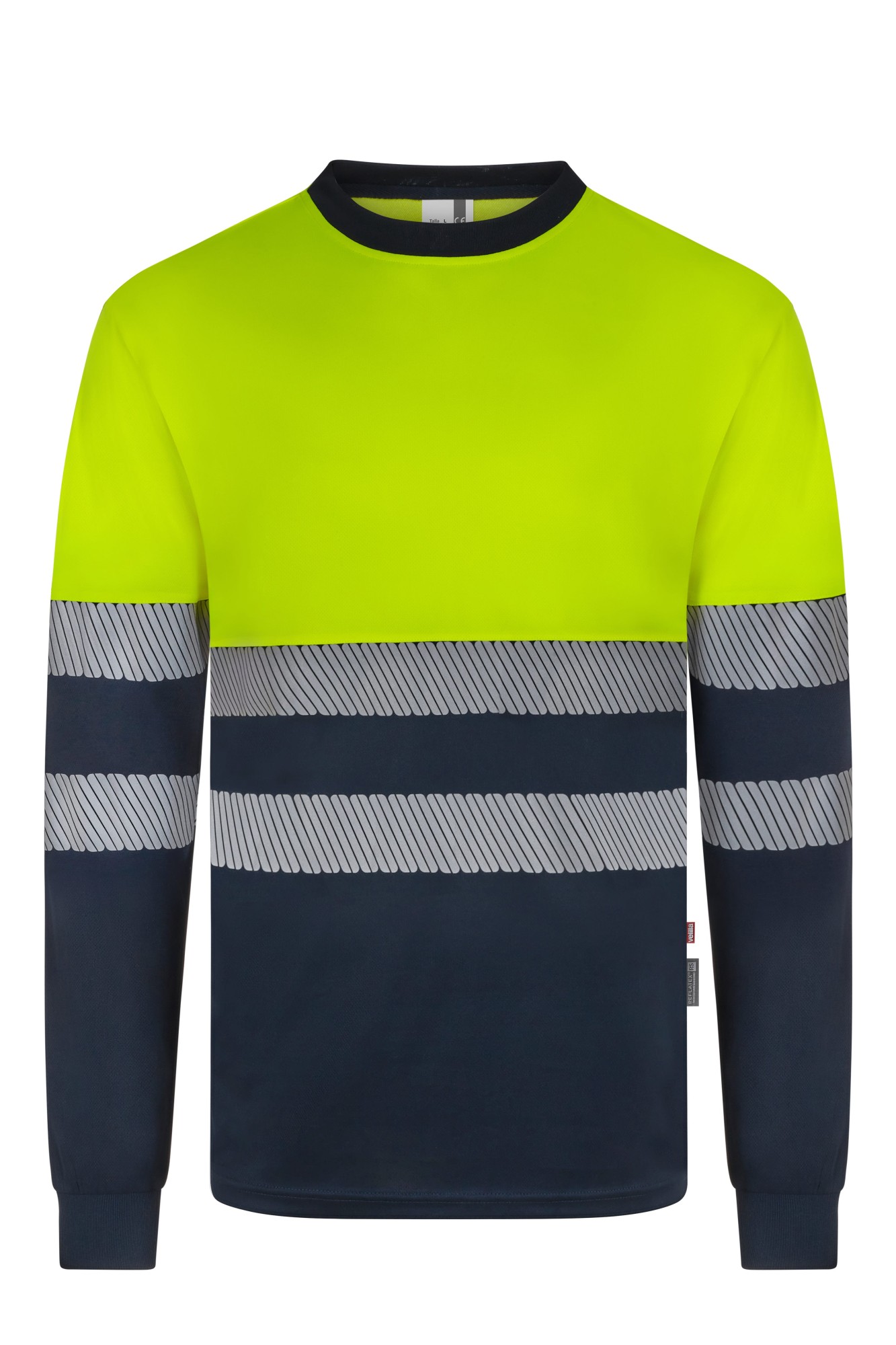 305635.CAMISETA GRS BICOLOR ML RS AZUL NAVY/AMARILLO FLÚOR S