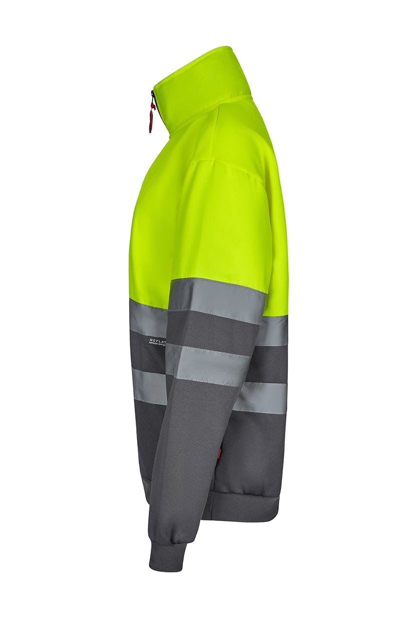 305701.SUDADERA BICOLOR CREMALLERA AV GRIS/AMARILLO FLÚOR 2XL