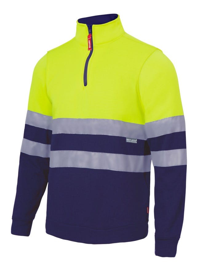 305701.SUDADERA BICOLOR CREMALLERA AV AZUL NAVY/AMARILLO FLÚOR 2XL