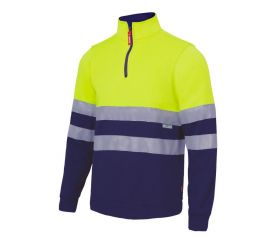 305701.SUDADERA BICOLOR CREMALLERA AV AZUL NAVY/AMARILLO FLÚOR 3XL