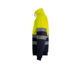 305701.SUDADERA BICOLOR CREMALLERA AV AZUL NAVY/AMARILLO FLÚOR 3XL