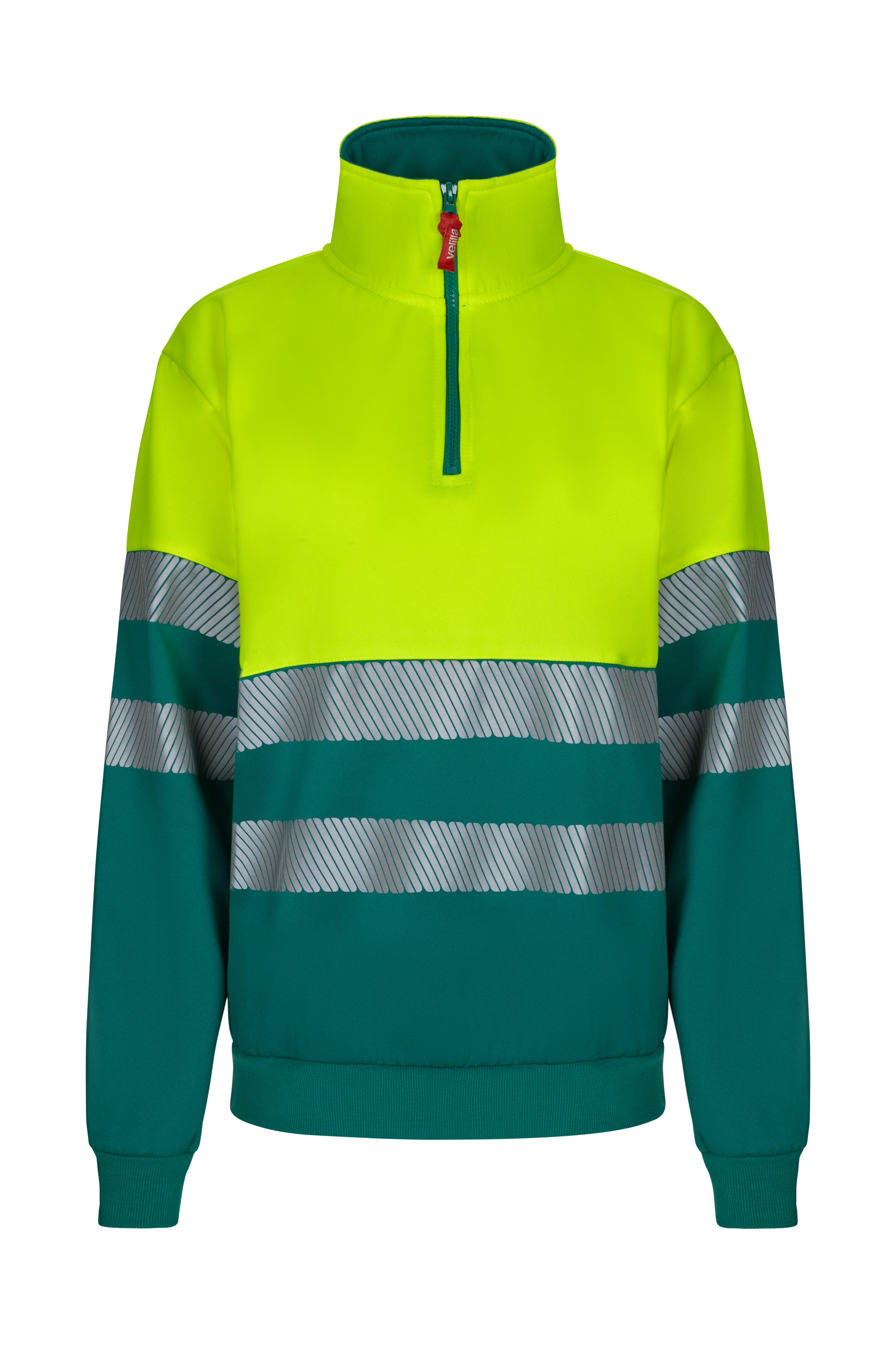 305703.SUDADERA BICOLOR CREMALLERA RS VERDE/AMARILLO FLÚOR S