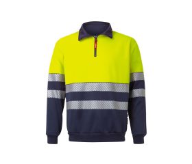 305703.SUDADERA BICOLOR CREMALLERA RS AZUL NAVY/AMARILLO FLÚOR L