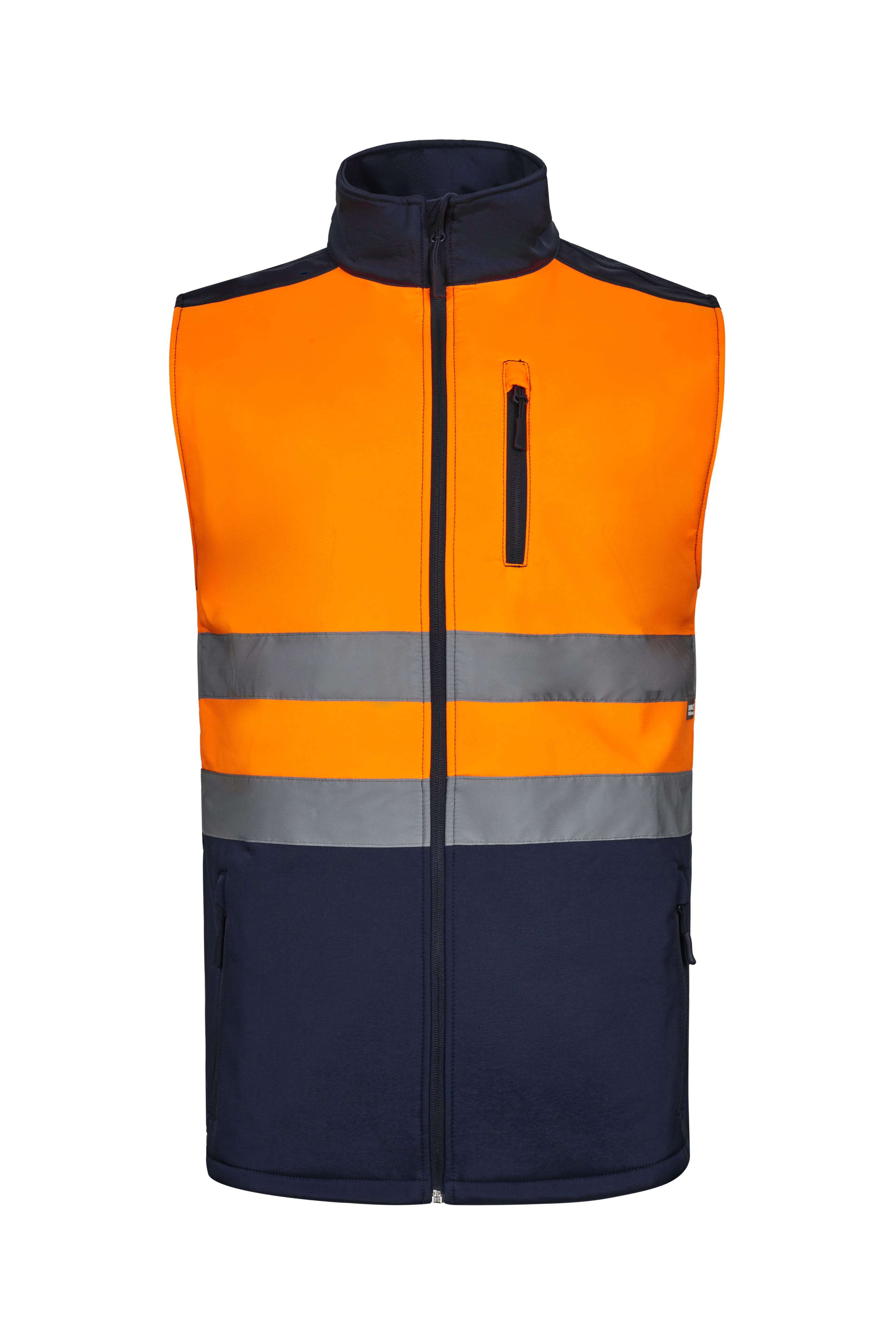 305906.CHALECO SOFT SHELL BICOLOR AV AZUL NAVY/NARANJA FLÚOR S