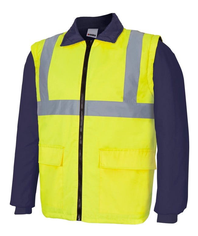 306003.PARKA 4EN1 BICOLOR AV AZUL MARINO/AMARILLO FLÚOR 2XL