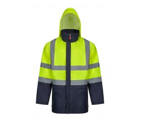 306003.PARKA 4EN1 BICOLOR AV AZUL MARINO/AMARILLO FLÚOR XL