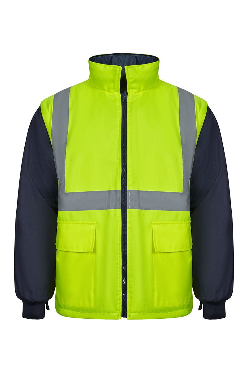 306003.PARKA 4EN1 BICOLOR AV AZUL MARINO/AMARILLO FLÚOR 2XL