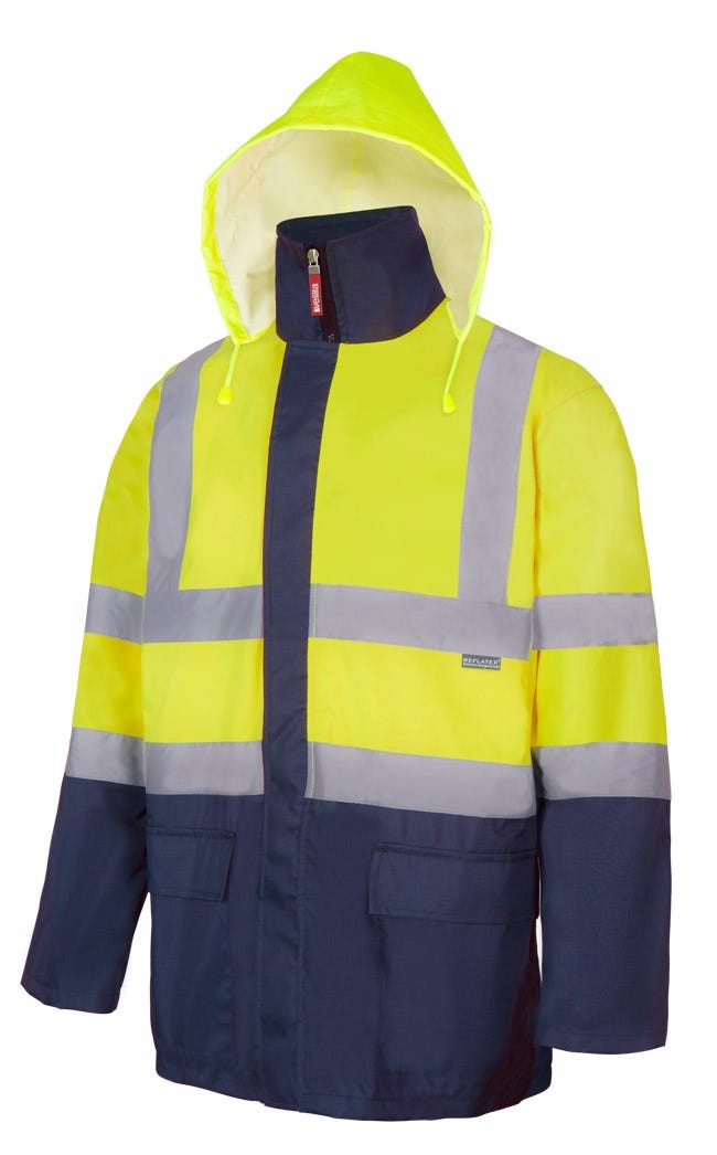 306003.PARKA 4EN1 BICOLOR AV AZUL MARINO/AMARILLO FLÚOR 2XL