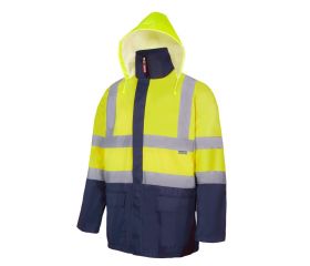 306003.PARKA 4EN1 BICOLOR AV AZUL MARINO/AMARILLO FLÚOR XL