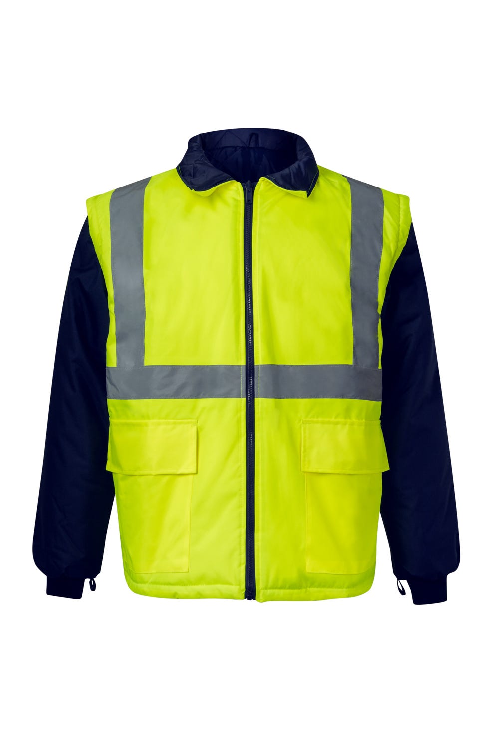 306003.PARKA 4EN1 BICOLOR AV AZUL MARINO/AMARILLO FLÚOR 2XL