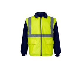 306003.PARKA 4EN1 BICOLOR AV AZUL MARINO/AMARILLO FLÚOR XL