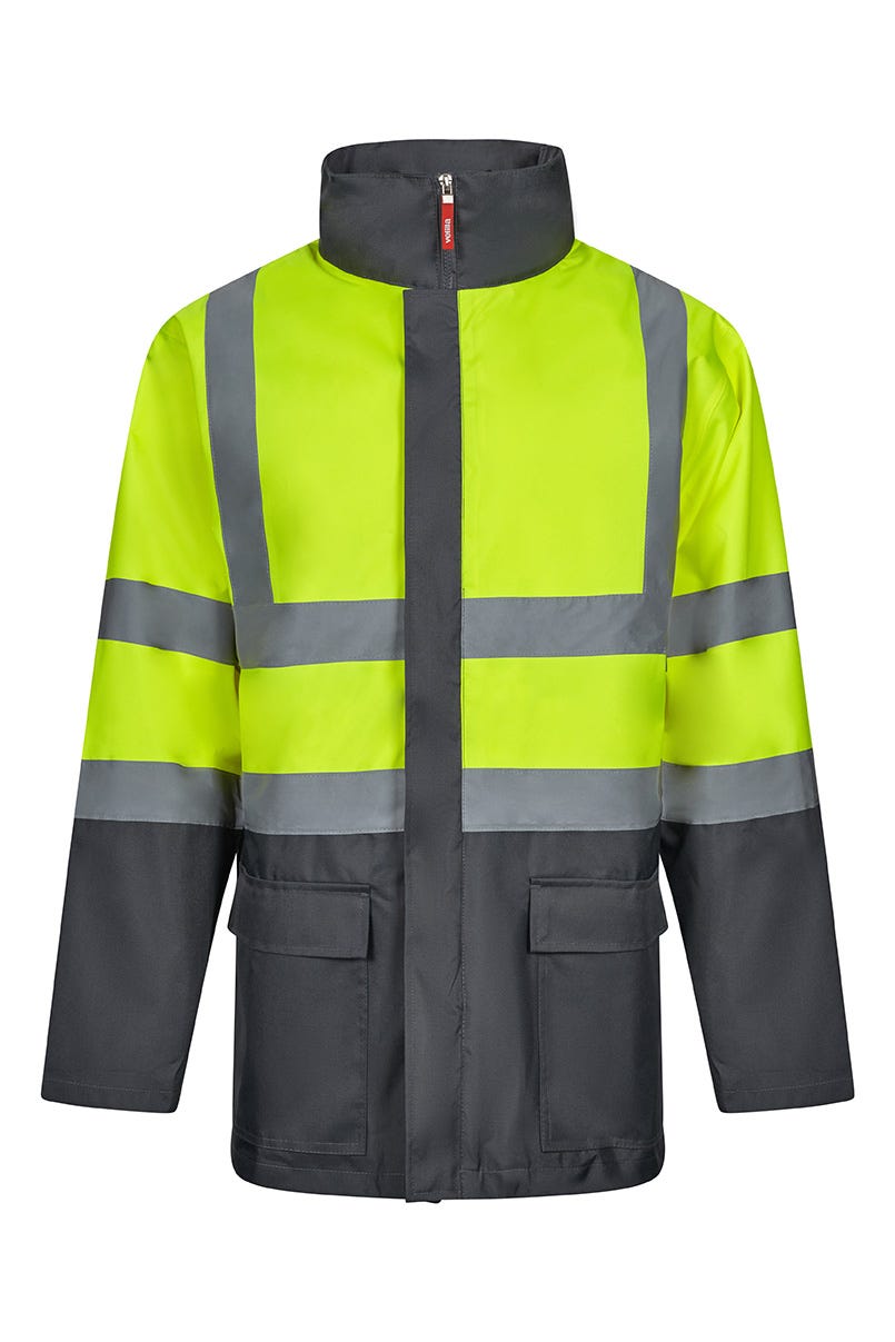 306003.PARKA 4EN1 BICOLOR AV GRIS/AMARILLO FLÚOR S