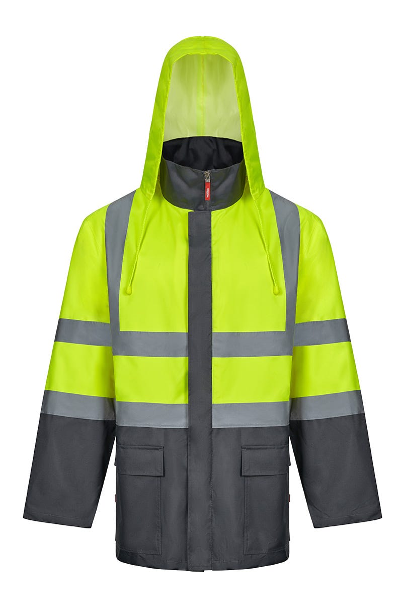 306003.PARKA 4EN1 BICOLOR AV GRIS/AMARILLO FLÚOR S