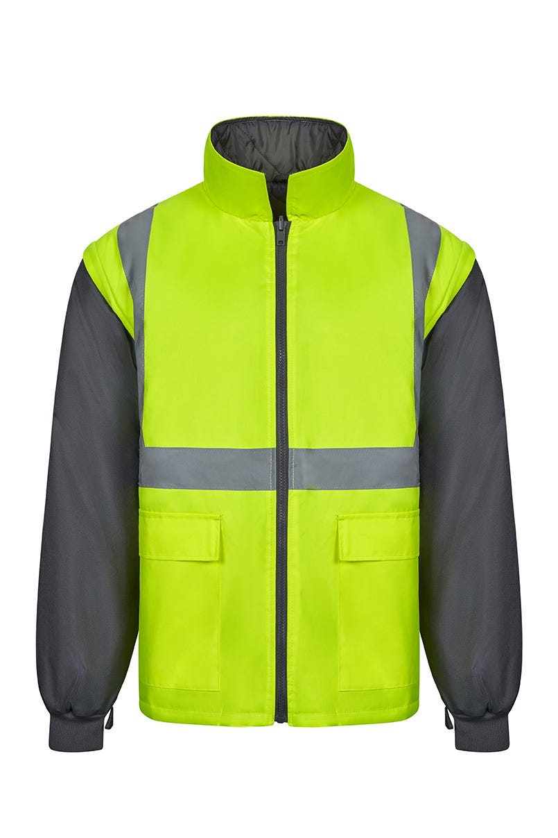 306003.PARKA 4EN1 BICOLOR AV GRIS/AMARILLO FLÚOR S