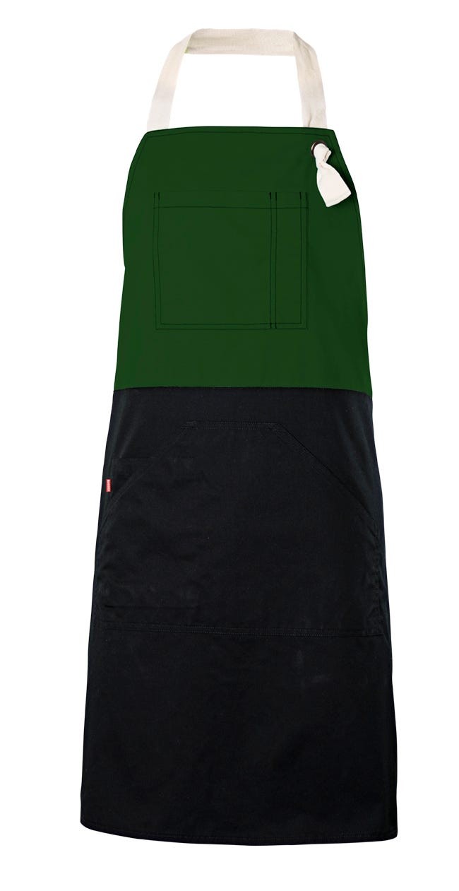 404210B.DELANTAL BICOLOR PETO VERDE BOSQUE U