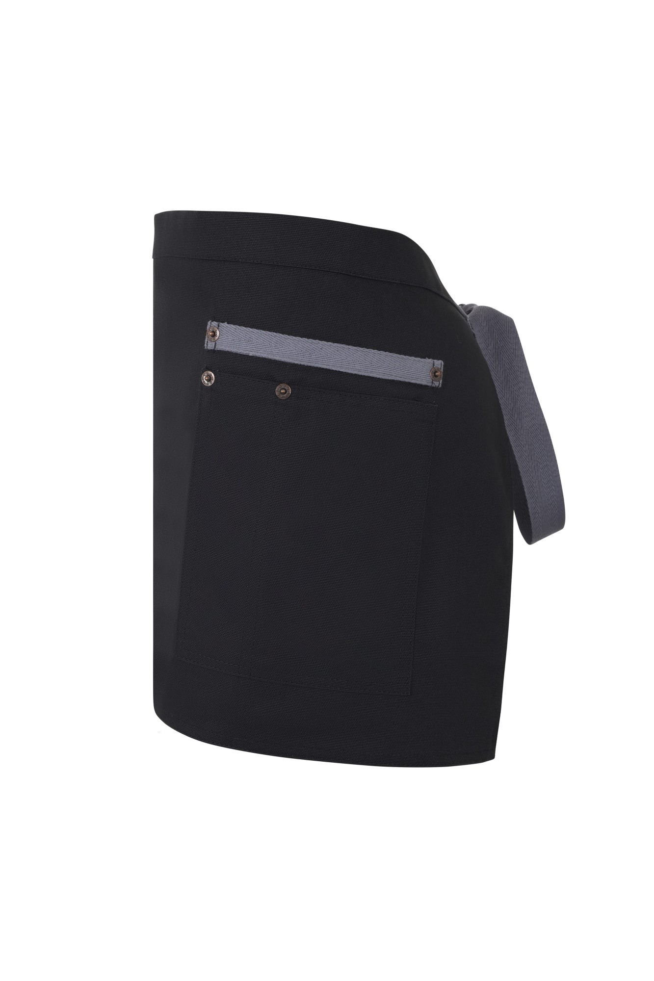 404221B.DELANTAL CANVAS CORTO NEGRO/GRIS U