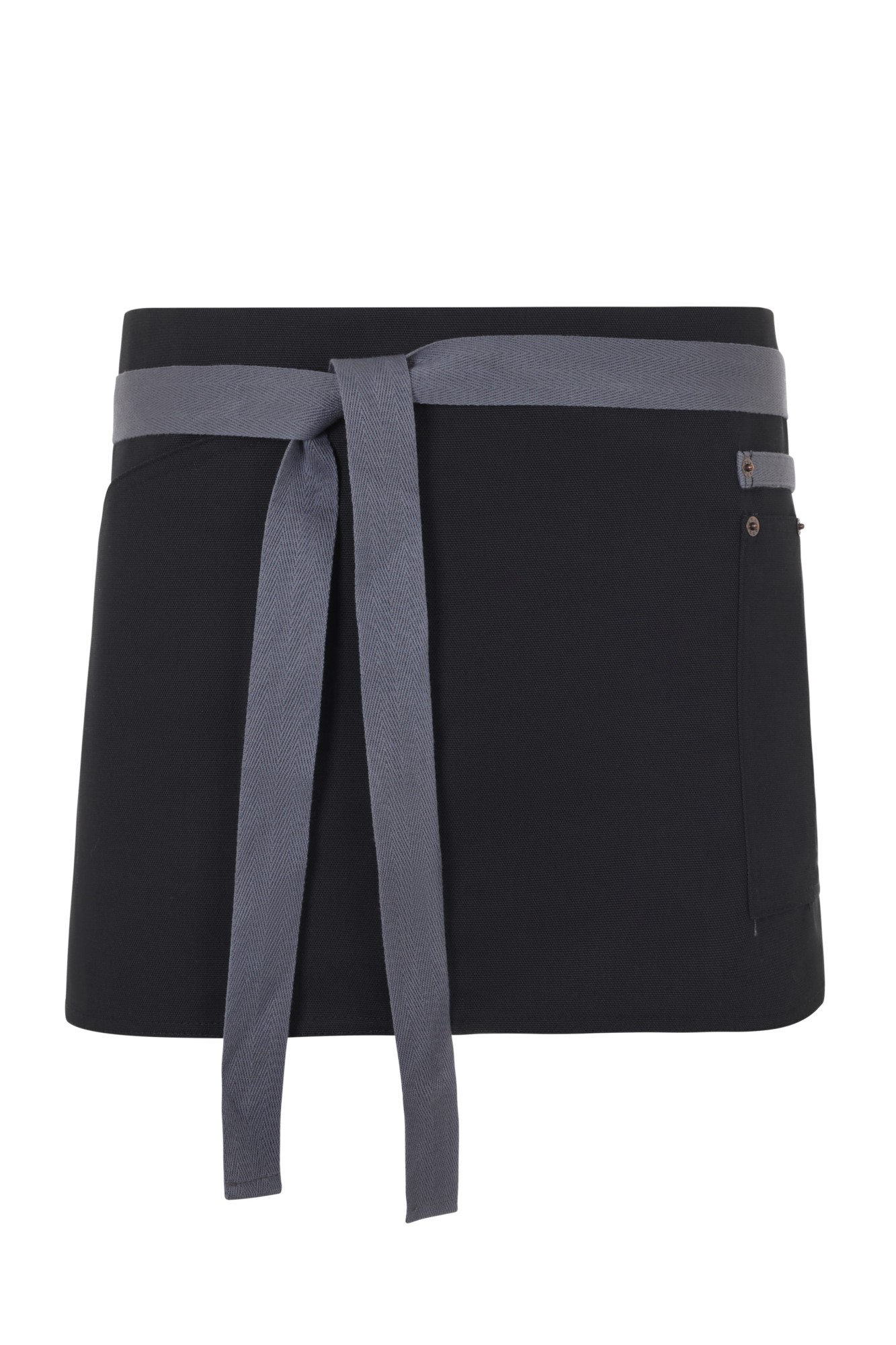 404221B.DELANTAL CANVAS CORTO NEGRO/GRIS U