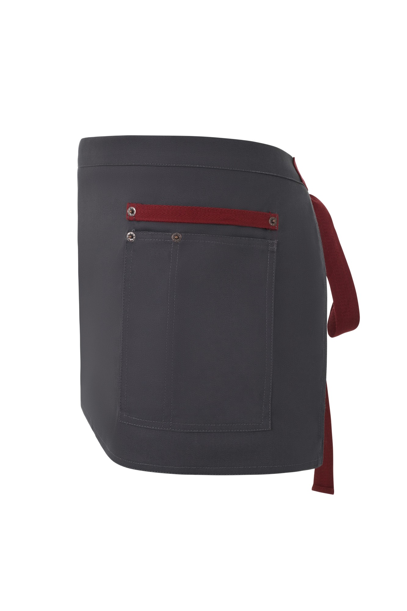 404221B.DELANTAL CANVAS CORTO GRIS/GRANATE U