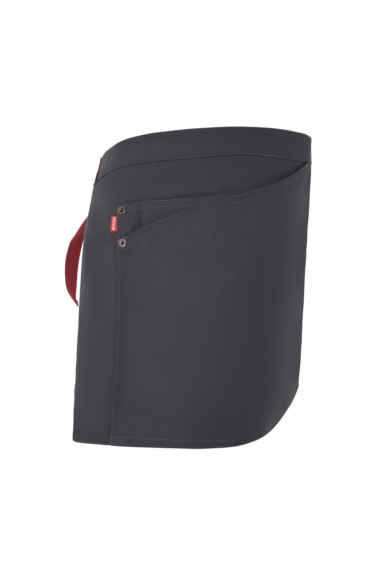 404221B.DELANTAL CANVAS CORTO GRIS/GRANATE U