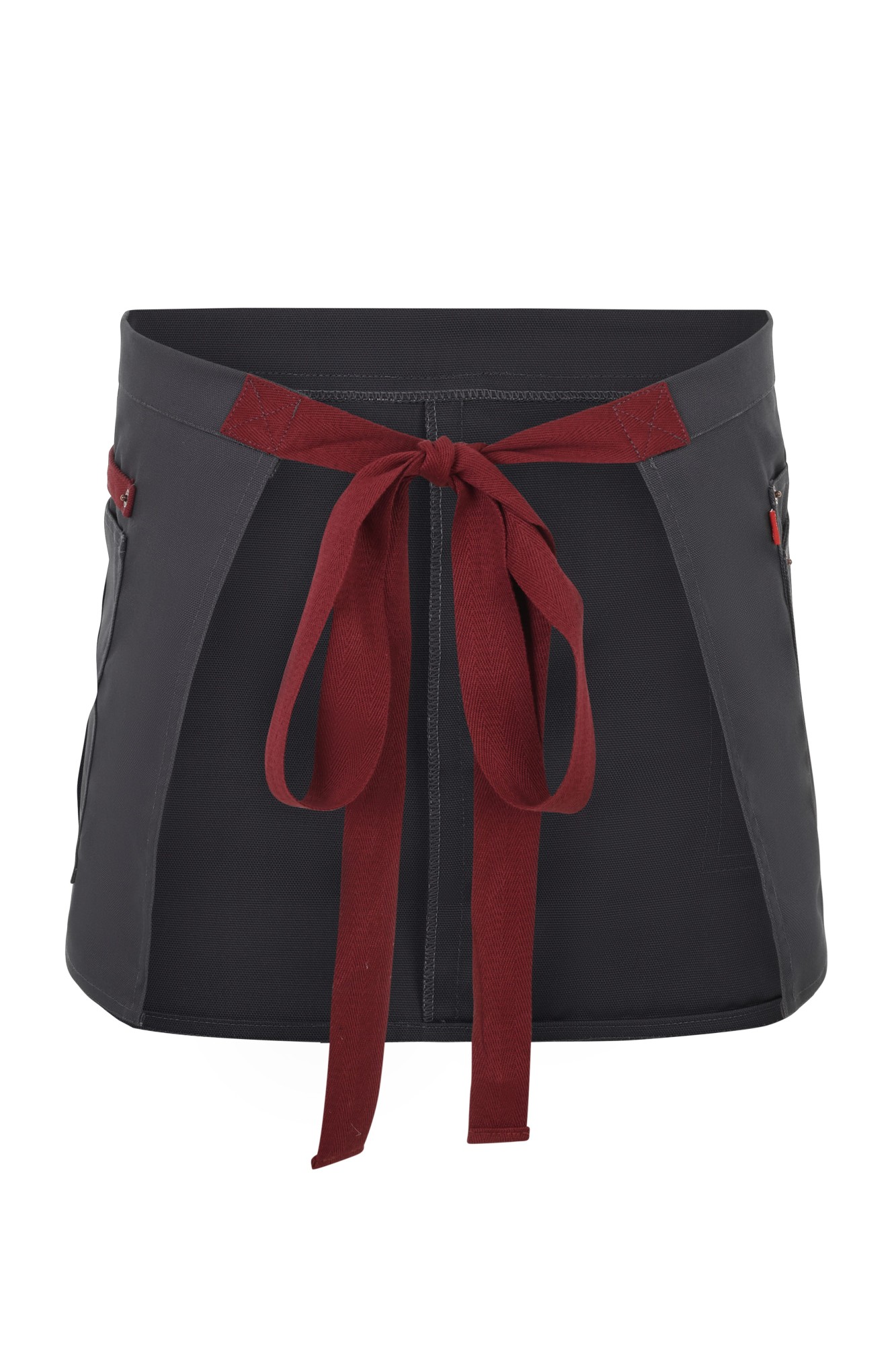 404221B.DELANTAL CANVAS CORTO GRIS/GRANATE U