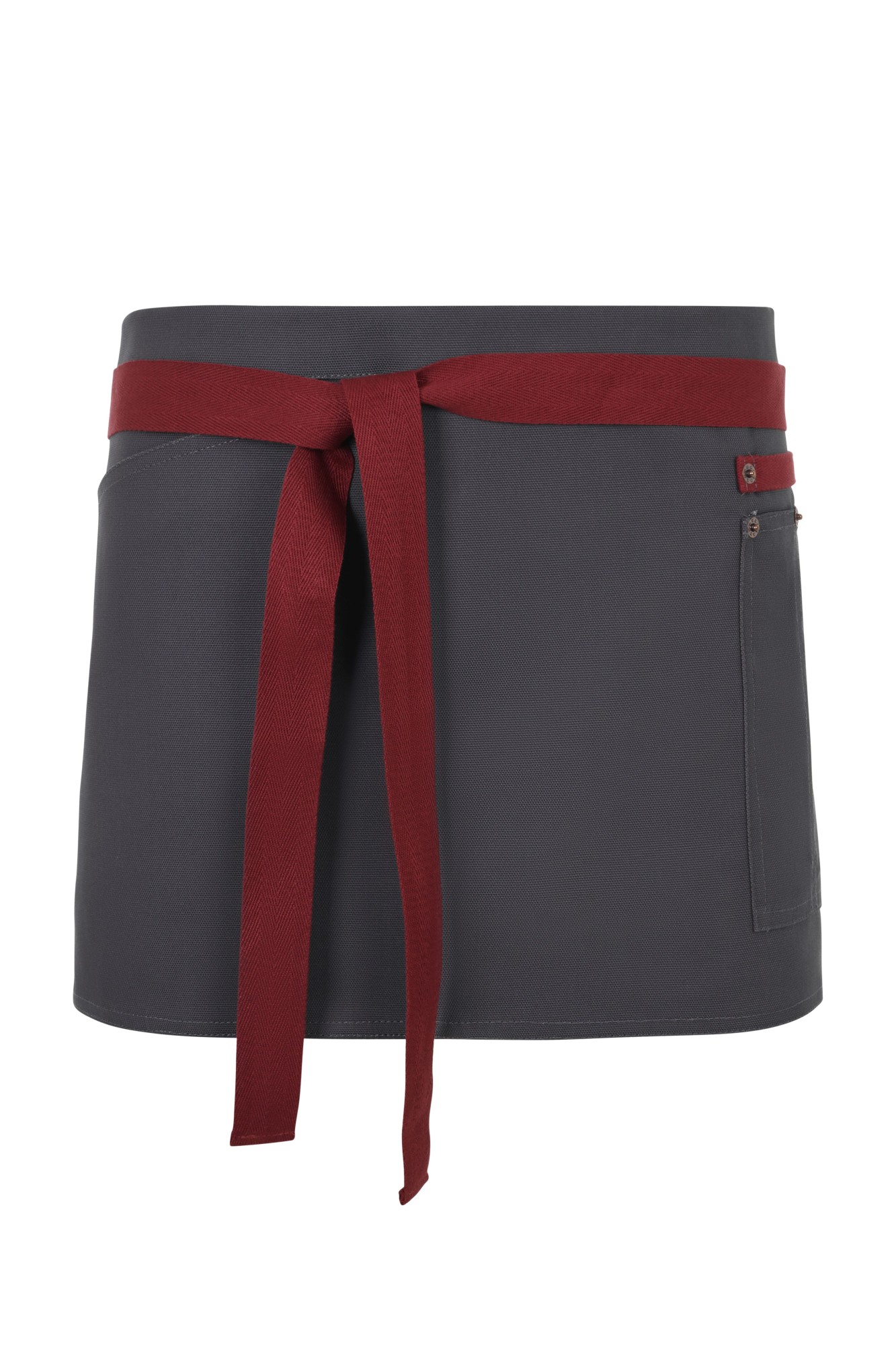 404221B.DELANTAL CANVAS CORTO GRIS/GRANATE U