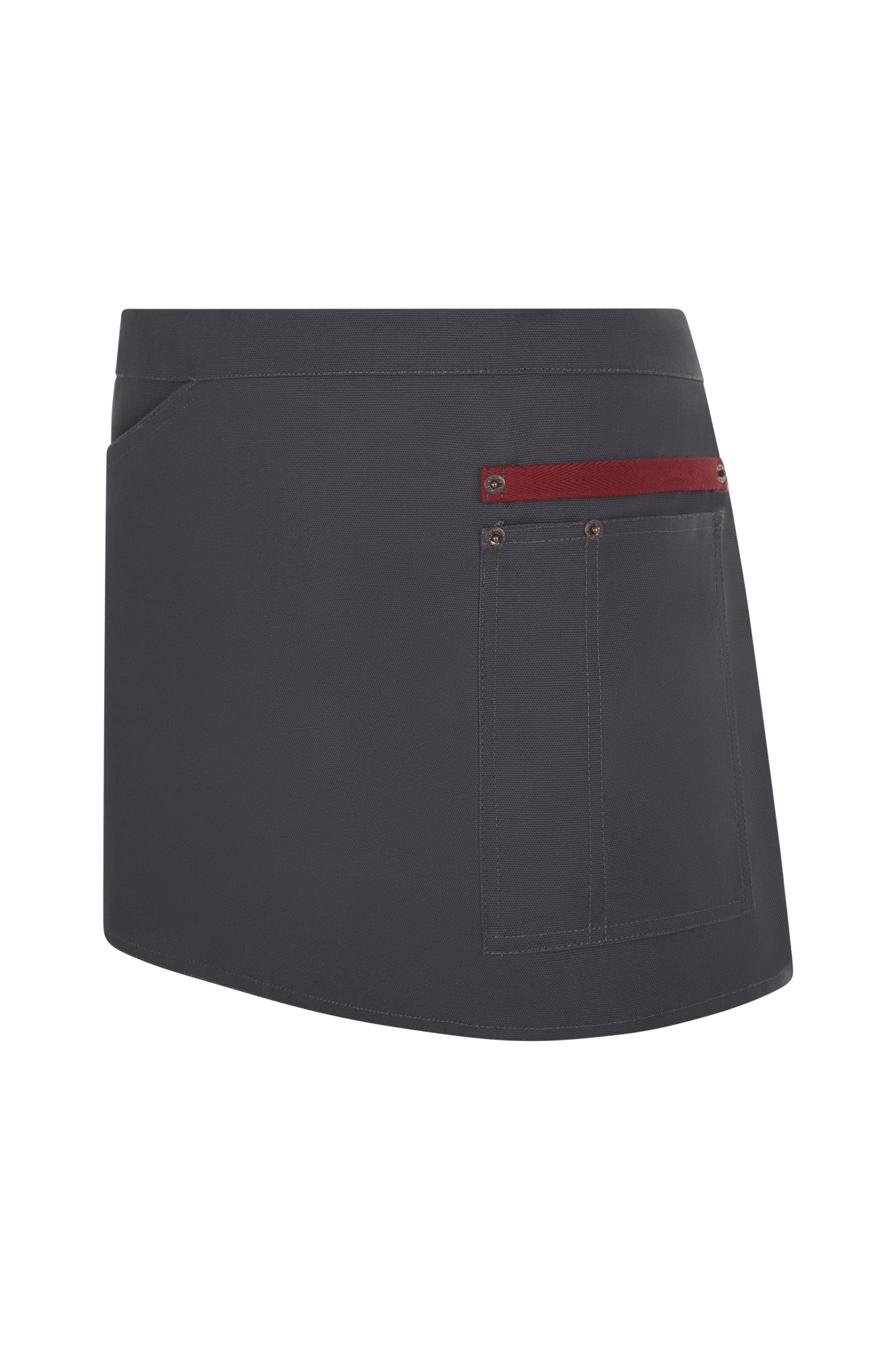 404221B.DELANTAL CANVAS CORTO GRIS/GRANATE U