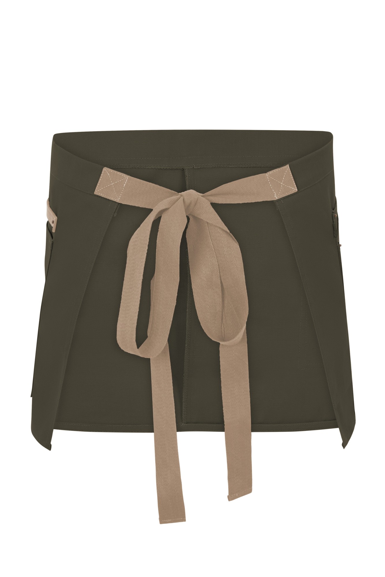 404221B.DELANTAL CANVAS CORTO VERDE OLIVA/BEIGE ARENA U